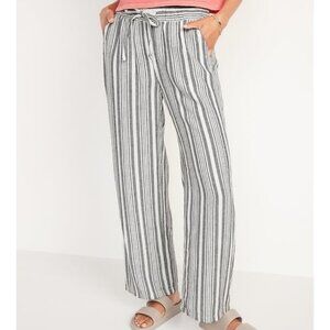 Old Navy High Waisted Striped Linen Wide Leg Pants SZ L